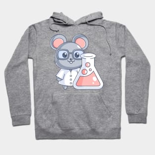 Cute mouse scientist with eyeglasses cartoon Hoodie